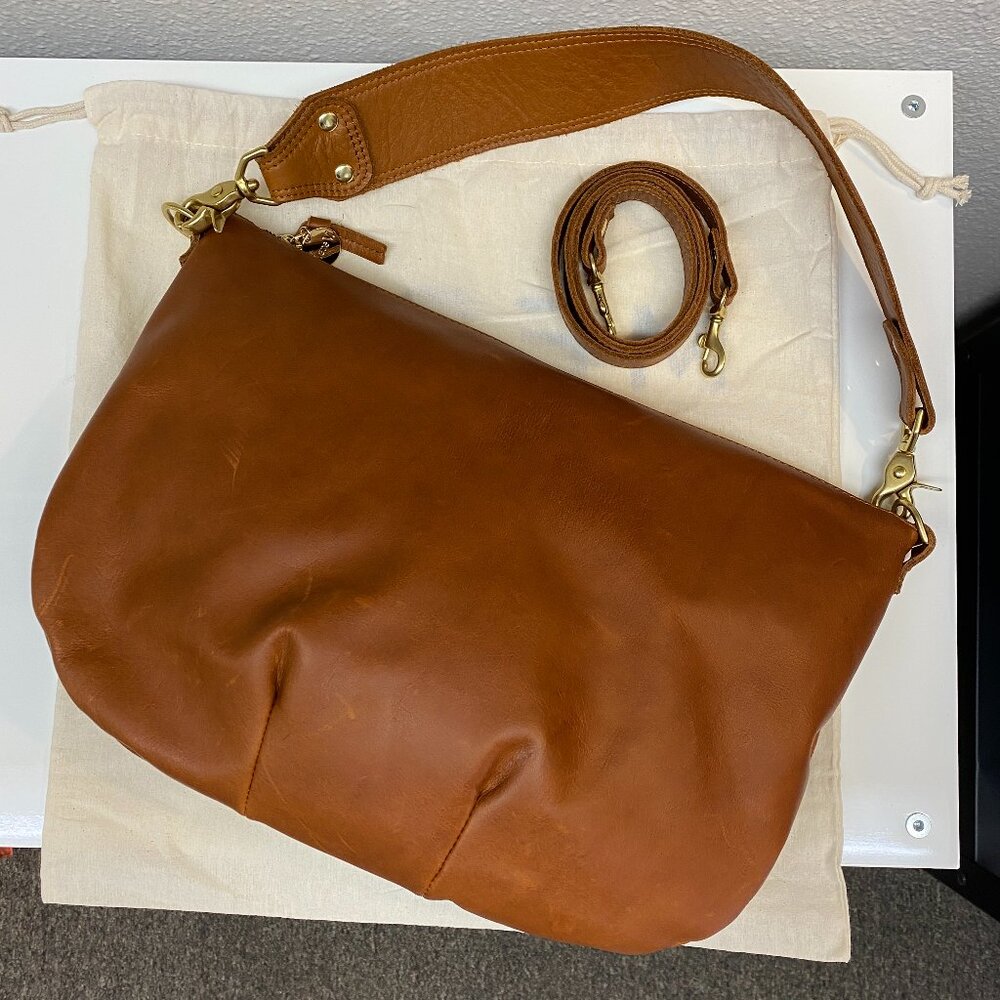 Clare V Moyen Messenger in Tan Leather
